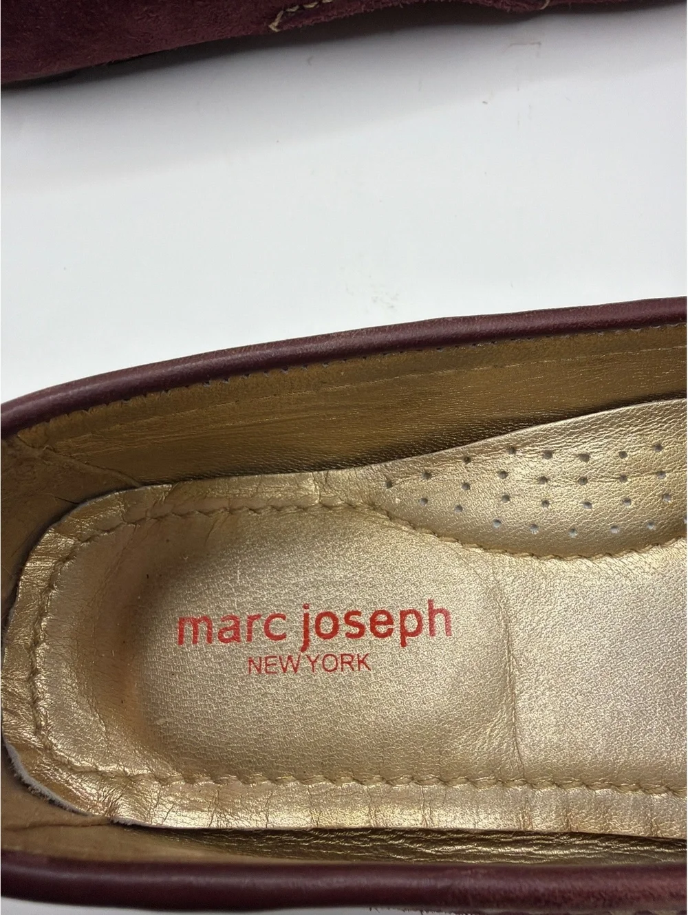 Marc Joseph New York Burgundy Suede Loafers Size 6